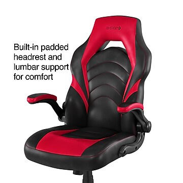 Staples Emerge Vortex Bonded Leather Gaming Chair, Black and Red (51465-CC)