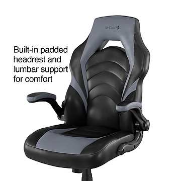 Staples Emerge Vortex Bonded Leather Gaming Chair, Black and Gray (52503)