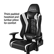 Staples Emerge Vartan Bonded Leather Gaming Chair, White/Black (58542)