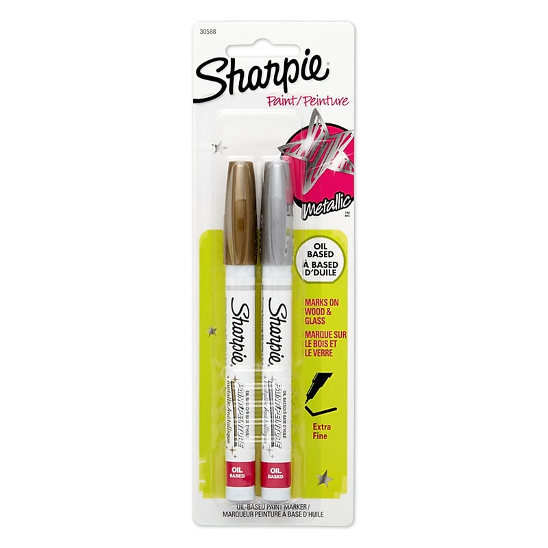 Sharpie Oil-Based Paint Markers, Extra Fine Tip, Assorted Metallic, 2/Pack (30588) image 1