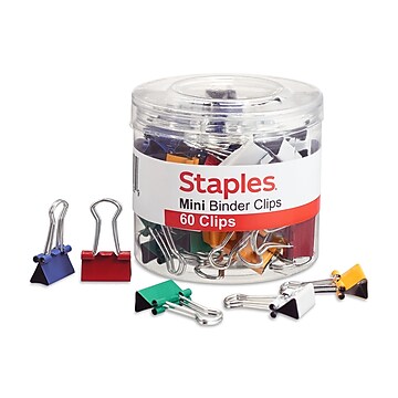 Staples Mini Binder Clips, Assorted Colors, 60/Pack (15347)