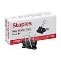Staples 0.6" Binder Clips, Mini, Black, 144/Pack (15338)