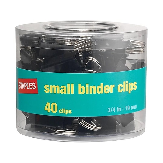 Staples Binder Clips, Small Size, 0.38" Capacity, Black, 40 Pack – Everyday Clips for Paper Stacks & Office Organization~#|#~s1215155_sc7