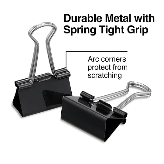 Staples Binder Clips, Medium Size, 0.63" Capacity, Black, 24 Pack – Strong Hold Clips for Paper Bundles & Office Use~#|#~s1215159_sc7