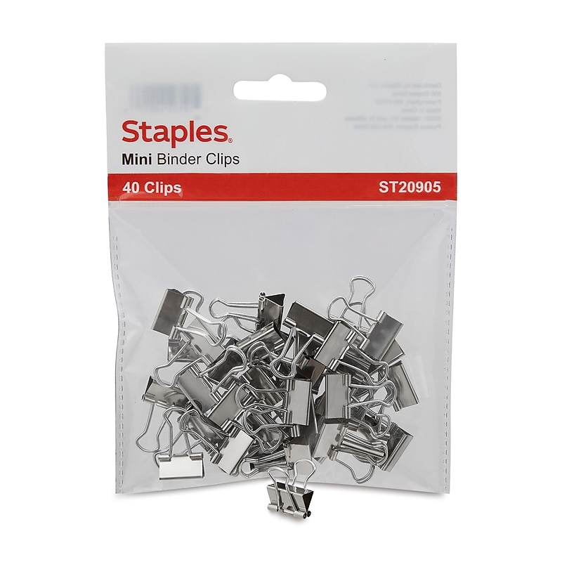 Staples Mini Binder Clips, Silver, 40 Clips/Pack (20905) image 1