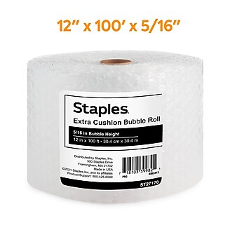Staples® 5/16" Bubble Roll, UPSable, 12" x 100' (4072833)