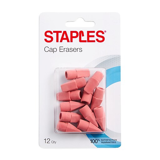 Staples Cap Erasers, Pink, Dozen (10903) Staples