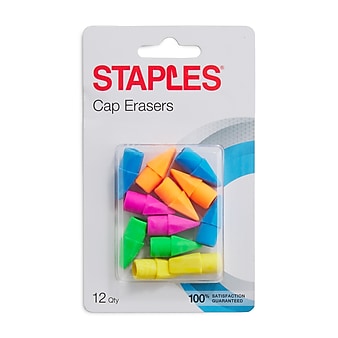 Staples Erasers, Assorted Colors, Dozen (771352)