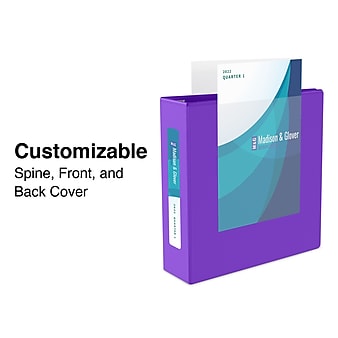 Staples Heavy Duty 1" 3-Ring View Binder with D-Rings and Four Interior Pockets, Purple (ST56307-CC)