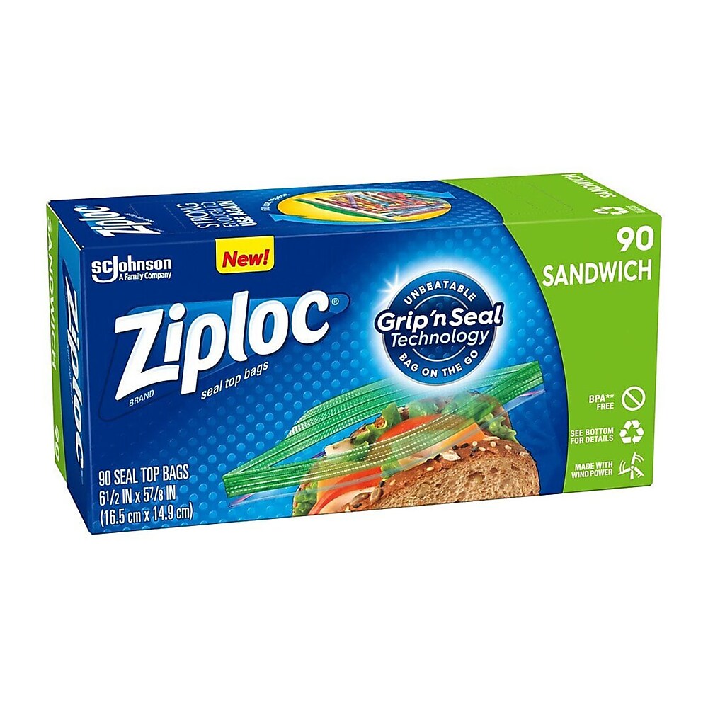 Ziploc® sandwich seal-top bags, 90/pk