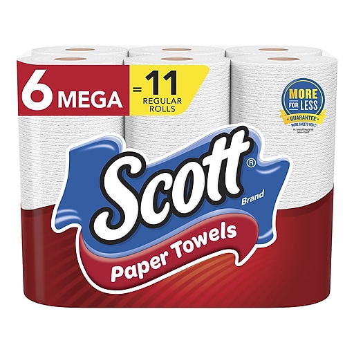 6 Rolls Scott Choose-A-Sheet Paper Towels 16447 Mega Rolls 102 Sheets/Roll 