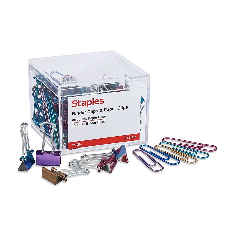 Staples Binder Clips & Paper Clips Combo Pack, 75/PK image 1