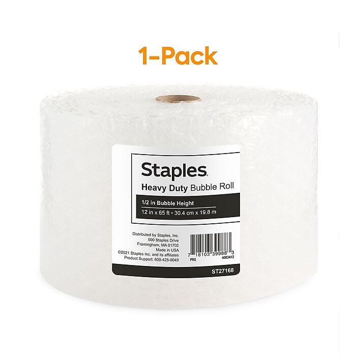 1 2 Heavy Duty Bubble Roll 12 x 65 4069422 Staples