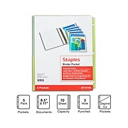 Staples Poly Binder Pockets, 3-Hole Punched, Assorted Colors, 5/Pack (15158-CC)