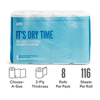 Perk™ Choose-A-Size Paper Towels, 2-ply, 116 Sheets/Roll, 8 Rolls/Pack (PK55113)