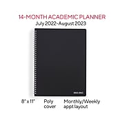 2022-2023 Staples Academic 8" x 11" Weekly & Monthly Planner, Black (ST25499-22)