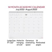 2022-2023 Staples Academic 22" x 17" Monthly Calendar, Gray (ST59496-22)