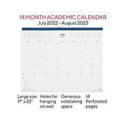 2022-2023 Staples Academic 22" x 17" Monthly Calendar, Navy (ST59497-22)
