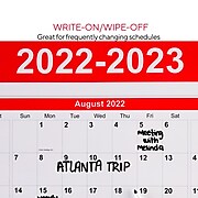 2022-2023 Staples Academic 32" x 48" Yearly Calendar, Red/White (ST54274-22)