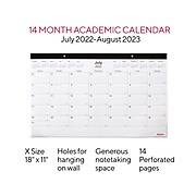 2022-2023 Staples Academic 18" x 11" Monthly Calendar, Black (ST17004-22)