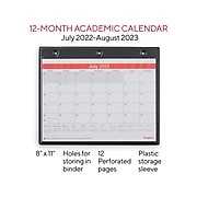 2022-2023 Staples 8" x 11" Desk/Wall Calendar, White/Red/Black (ST60366-22)
