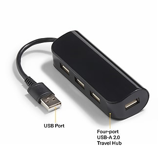 NXT Technologies™ 4-Port USB 2.0 Hub, Black (NX56850)
