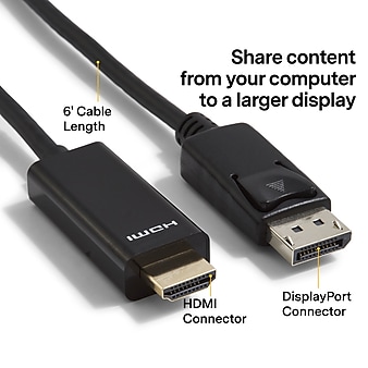 NXT Technologies™ 6' DisplayPort/HDMI Audio/Video Cable, Black (NX51760)