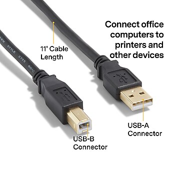 NXT Technologies™ 11' USB A Male/B Male, Black (NX29930)