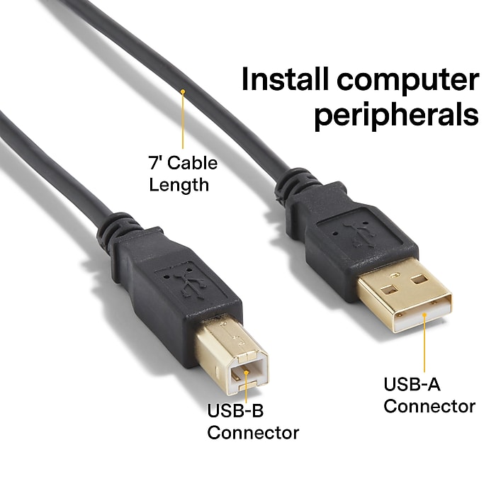 NXT Technologies™ 7' USB A Male/B Male, Black (NX29929) NXT Technologies™ 7' USB A Male/B Male, Black (NX29929)