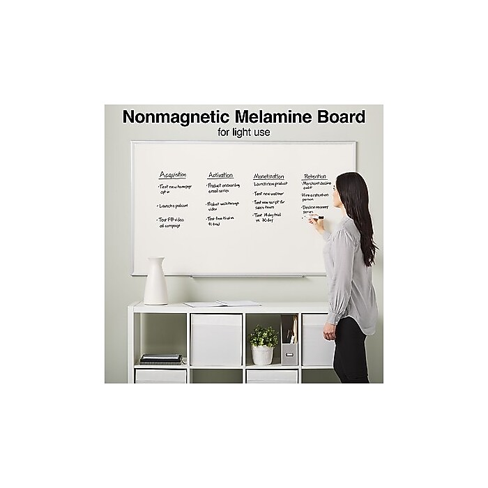 Staples 1682170 Standard Melamine Whiteboard Aluminum Finish Frame