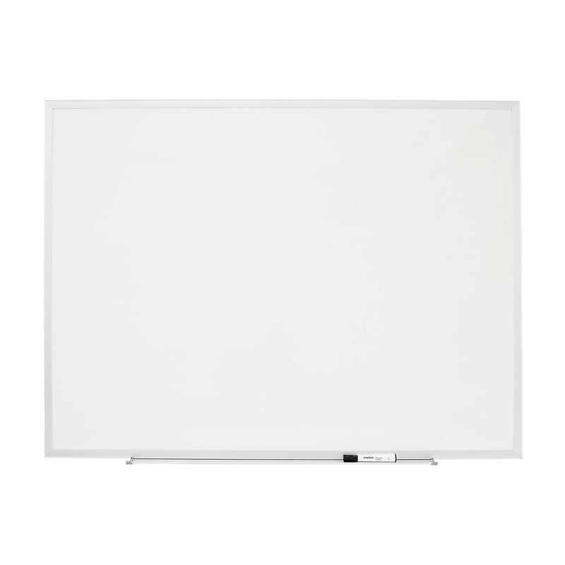 Staples Standard Durable Melamine Dry-Erase Whiteboard, Aluminum Frame, 4' x 3' (52675/28340) image 1