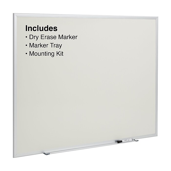 Staples Standard Durable Melamine Dry-Erase Whiteboard, Aluminum