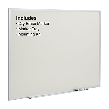 Staples Standard Durable Melamine Dry-Erase Whiteboard, Aluminum Frame, 4' x 3' (52675/28340)