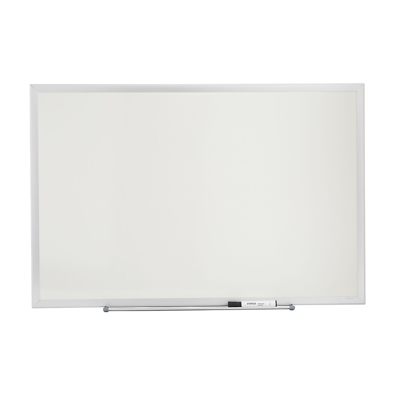 Staples Standard Durable Melamine Dry-Erase Whiteboard, Aluminum Frame, 3' x 2' (52674/28339) image 1