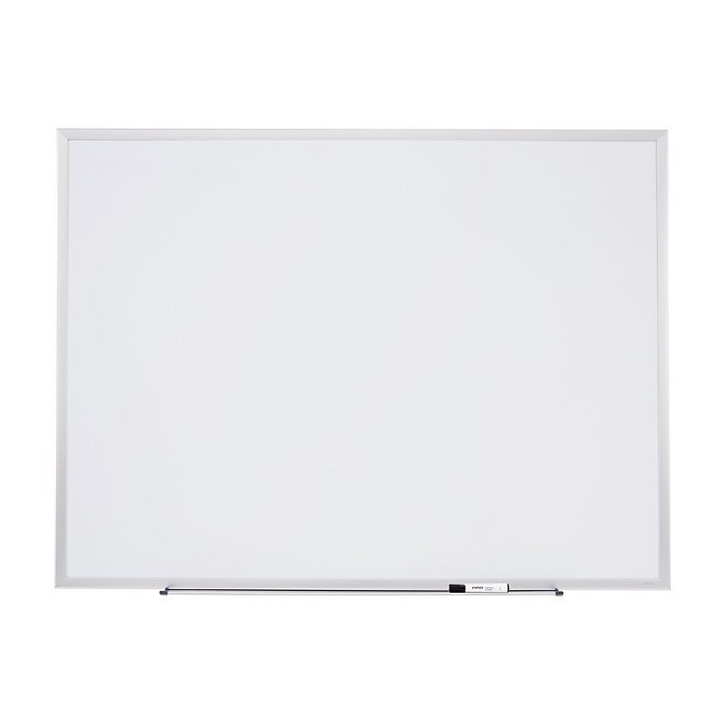 Staples Standard Durable Magnetic Steel Dry-Erase Whiteboard, Aluminum Frame, 4' x 3' (52473/28690) image 1