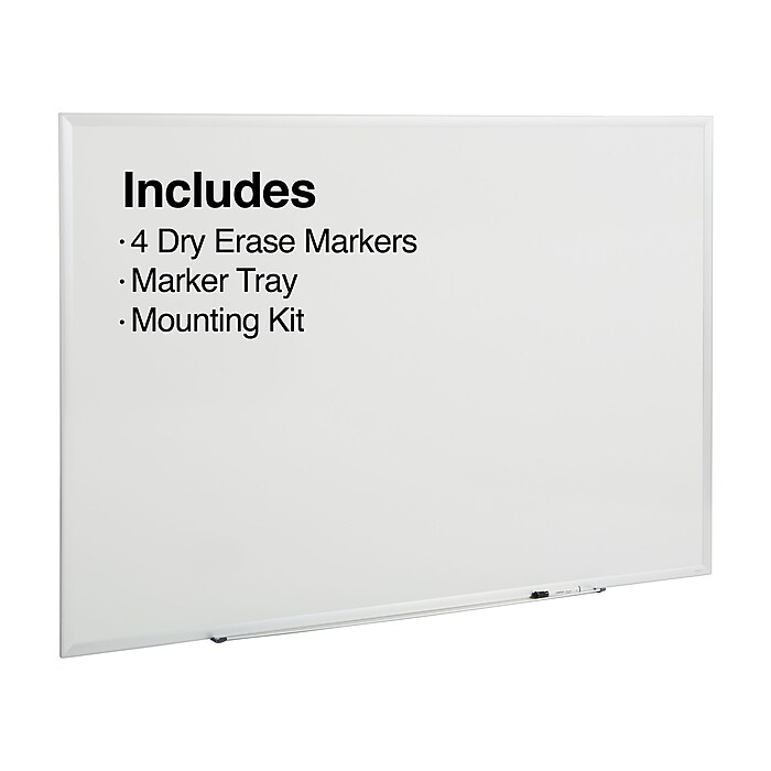 Staples Durable Magnetic Porcelain Dry-Erase Whiteboard, Aluminum