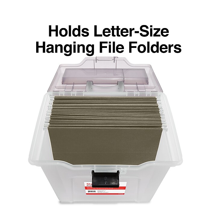 Staples File Box File Portable Tote, Letter Size, Clear (140165 - Main Image