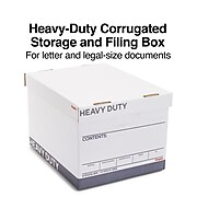 Staples Heavy Duty File Box, Lift Off Lid, Letter/Legal, White/Gray, 4/Carton (TR59218)