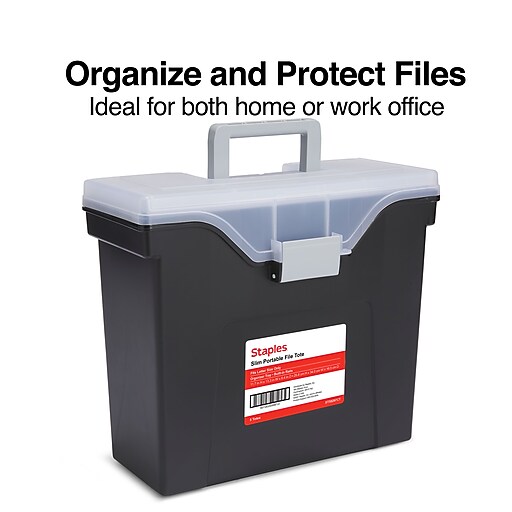 TRU RED™ Slim Portable File Tote, Letter Size, Black, 5/Carton