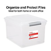 Staples Store & Slide Hanging File Box, Latch Lid, Letter/Legal Size, Clear (TR57621)