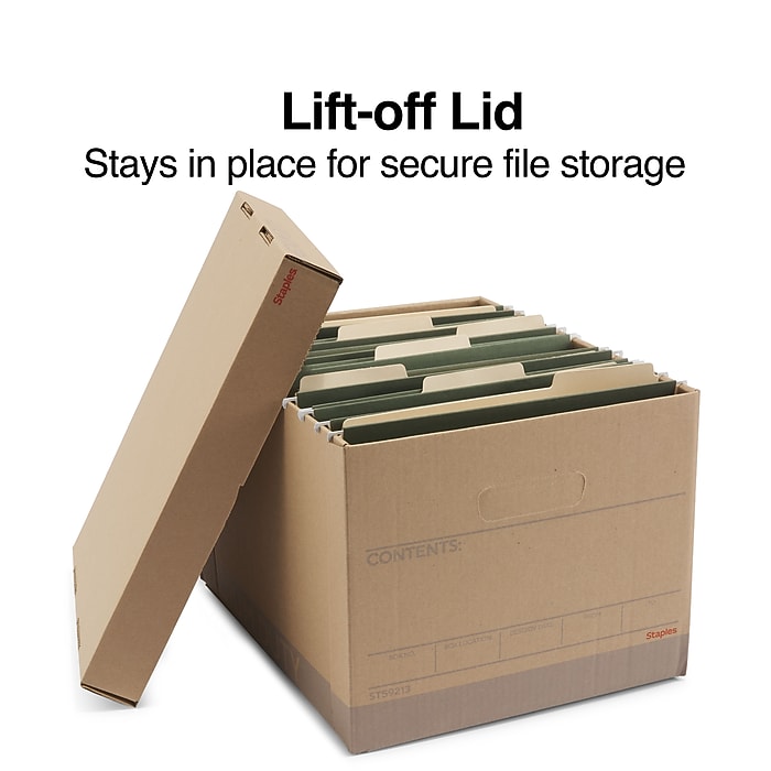 Staples Medium Duty File Box, Lift Off Lid, Letter/Legal, Brown