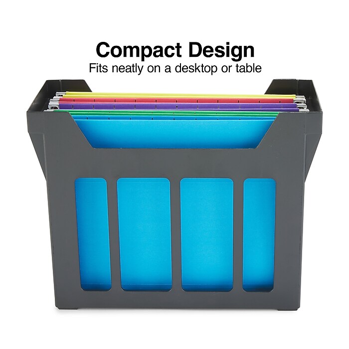 Staples File Caddy with File Folders, Open Lid, Letter, Black
