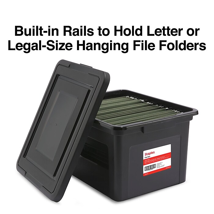 Staples Weather-Resistant File Box, Letter/Legal Size, Black,