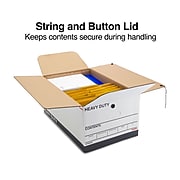 Staples Heavy Duty File Box, String and Button Lid, Legal, White/Gray, 4/Pack (TR59224)
