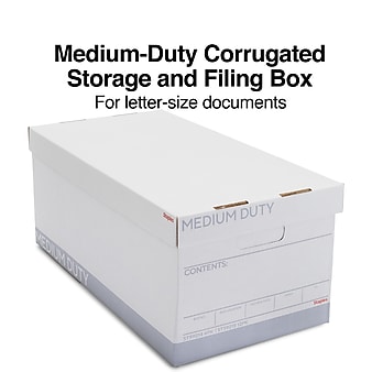 Staples Medium Duty File Box, Lift Off Lid, Letter, White/Gray, 12/Carton (TR59215)