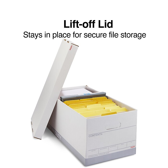 Staples Medium Duty 50% Recycled Corrugated File Box with Lift Off