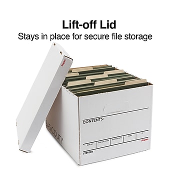 Staples Basic-Duty File Box, Lift Off Lid, Letter/Legal, White/Black, 10/Pack (TR59208)