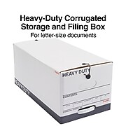 Staples Heavy Duty File Box, String and Button Lid, Letter, White/Gray, 4/Pack (TR59222)