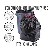 Perk™ 33 Gallon Trash Bag, 1.1 Mil, Black, 30 Bags/Box (PK56747)