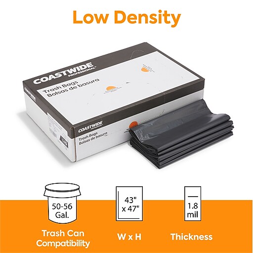 Coastwide Professional™ 5056 Gal. Reprocessed Resin Trash Bags, Low